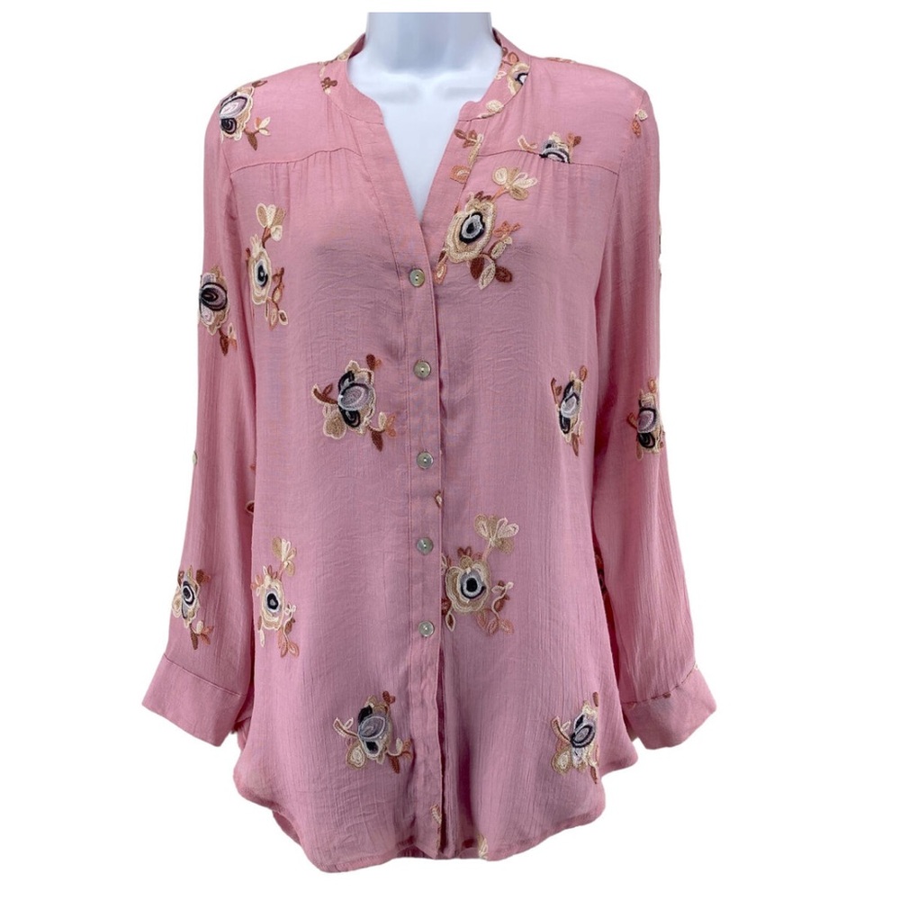 NWOT Anthro’s Fig and Flower Mauvy Pink Floral Embroidered Tunic Top Size S - Picture 6 of 7